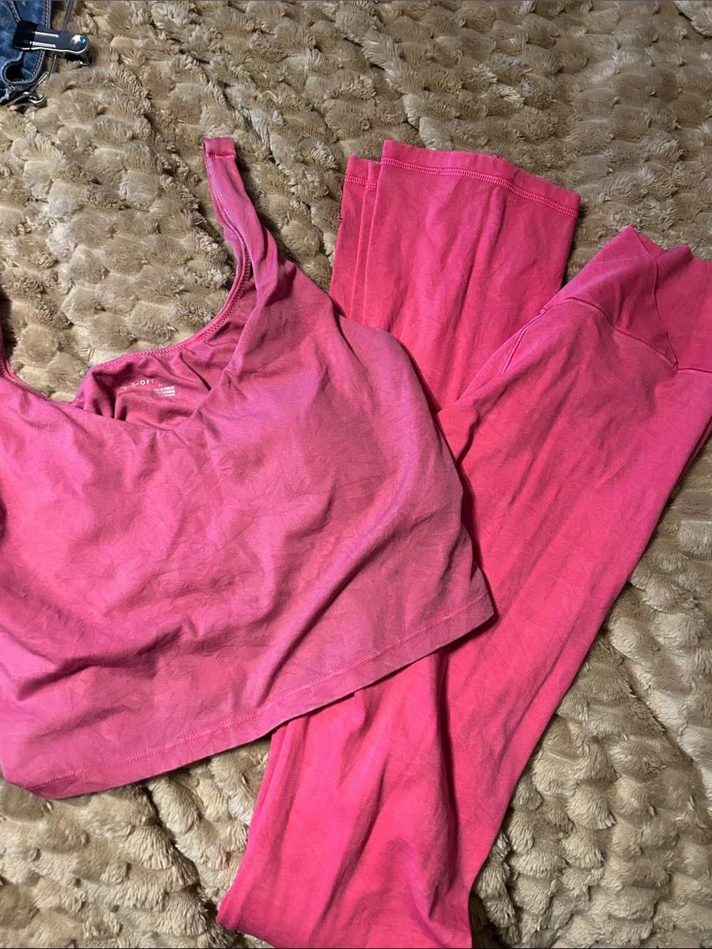 Pink Active Crop Tank and Leggings Set